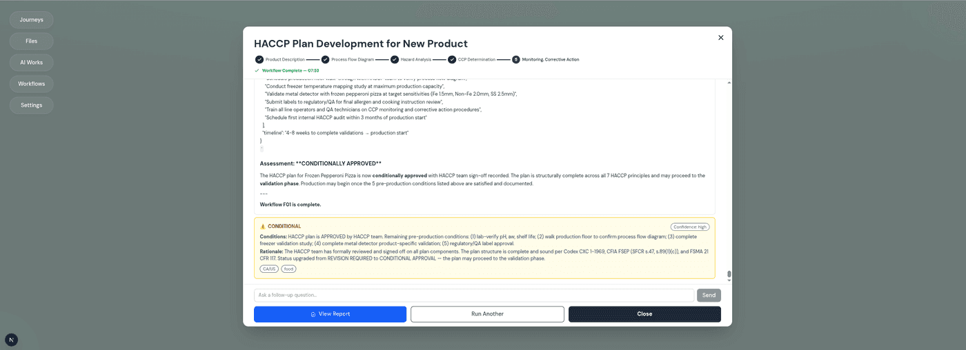 Work Agent executing a compliance workflow